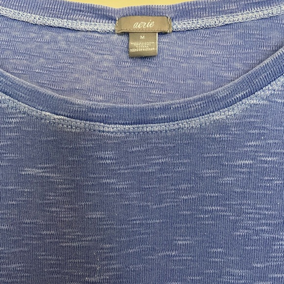 Women’s Aerie Marled Blue Cotton blend long sleeve shirt - Picture 2 of 4